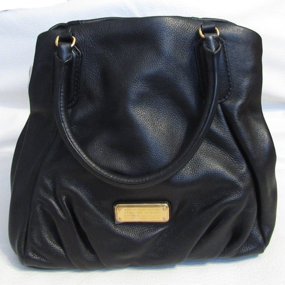 MARC JACOBS Black Q Fran Soft Leather Satchel Shoulder Bag New with Sleeper - Picture 1 of 10